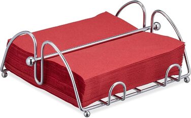 10 x Serviettenhalter, mit Beschwerer, für 33x33 cm Servietten, Edelstahl-Optik, Design Serviettenständer Metall, silber