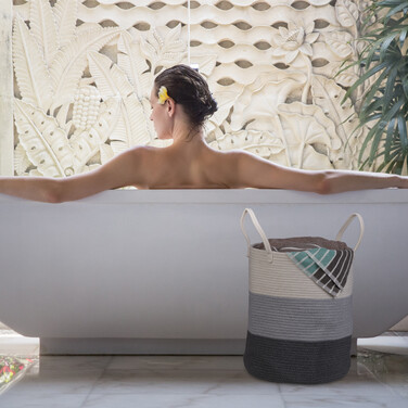Relaxdays Aufbewahrungskorb aus Baumwolle