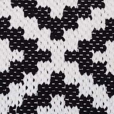 Relaxdays Teppich Baumwolle, Läufer rutschfest, Teppichläufer Flur, gewebt, Wohnzimmerteppich 70x140 cm, schwarz weiß