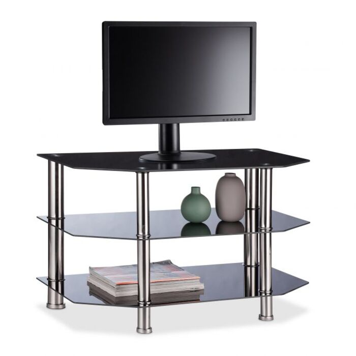 Relaxdays Fernsehtisch Schwarzglas
