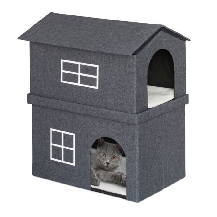 Relaxdays Katzenhaus 2 Etagen für drinnen
