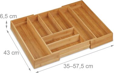 Relaxdays Bambus Besteckkasten, ausziehbar, HBT 6,5x57,5x43 cm