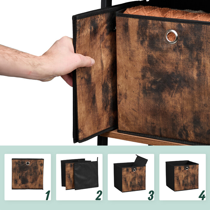 Relaxdays Stoff Aufbewahrungsbox Holzoptik 6er Set