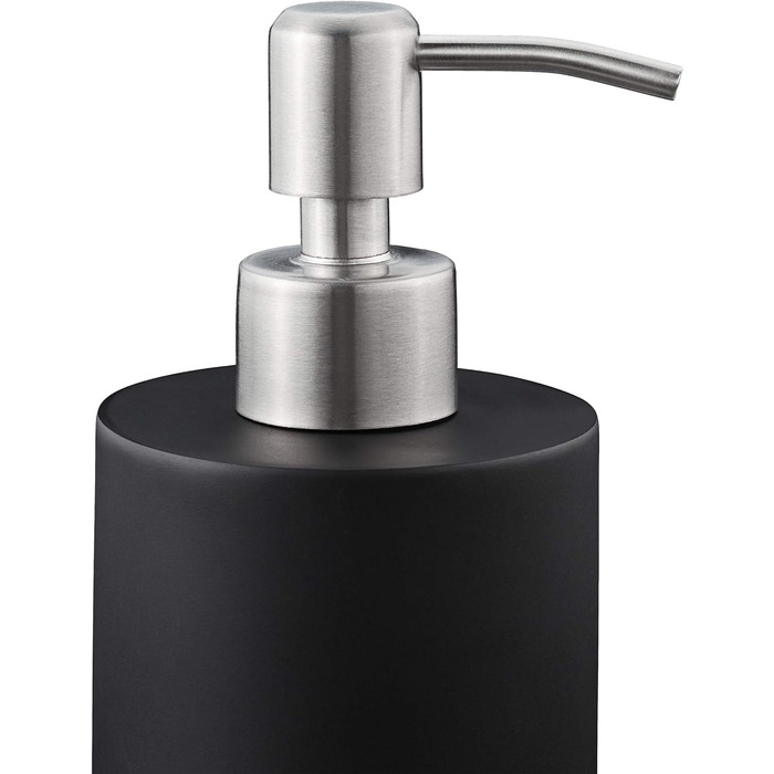 Relaxdays Seifenspender, 180ml, nachfüllbar, Bad, WC, Küche, Flüssigseifenspender, Polyresin, Edelstahlpumpe