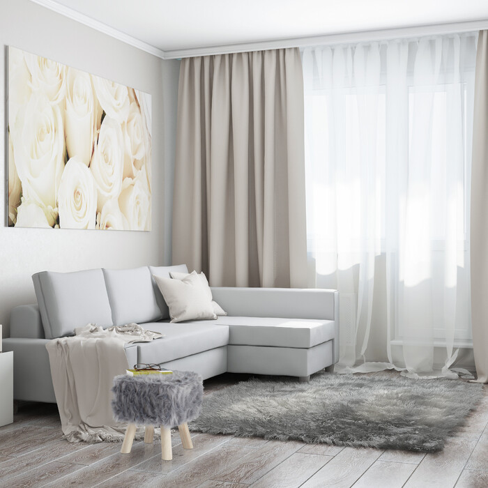 Relaxdays Fellhocker Kunstfell grau