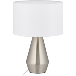 Relaxdays Tischlampe Touch dimmbar, moderne Nachttischlampe, HxD: 40 x 29 cm, E27, Tischleuchte mit Schirm, (Silber/Weiß)