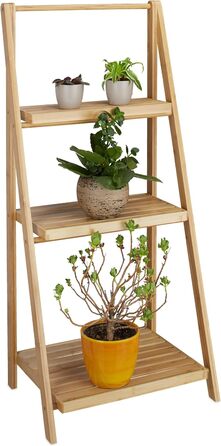 Relaxdays Blumentreppe, 3 Stufen, Bambus, klappbar, 99x45x32 cm, natur