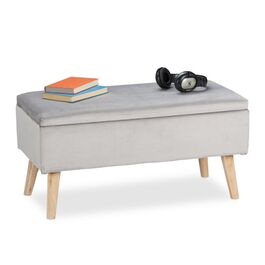 Relaxdays Samt Sitzbank mit Stauraum