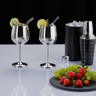 Relaxdays Weingläser Edelstahl 4er Set