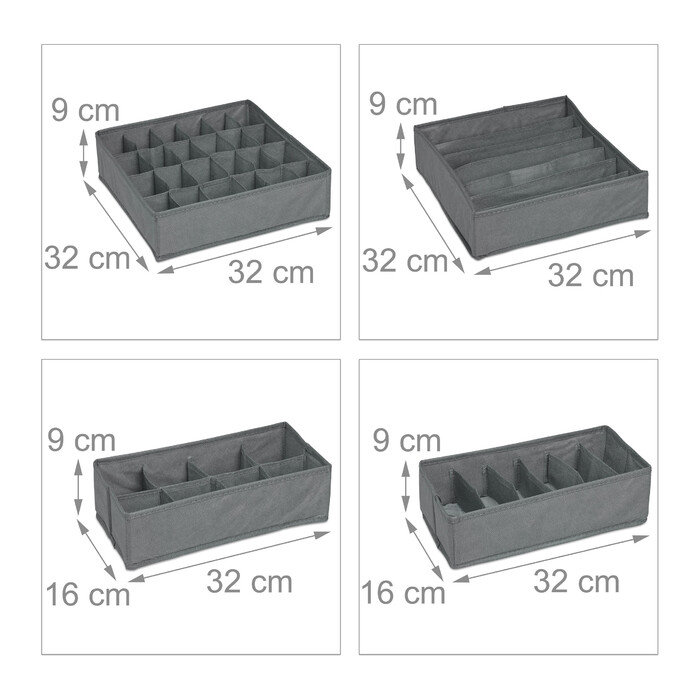 Relaxdays 4 tlg. Unterwäsche Organizer Set