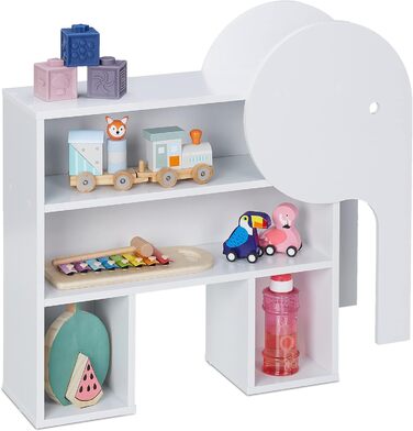 Relaxdays Kinderregal Bär, 2 Schubladen, 2 offene Fächer, H x B x T:  Bücherregal Kinder, (60,5 x 64,5 x 20,5 cm, Weiß)
