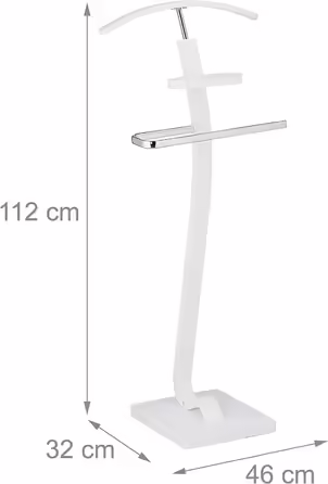 Relaxdays Herrendiener, mit Ablage, Kleiderbutler für Jackett & Hose, HBT: 112x46x32 cm, Stummer Diener, weiß/silber
