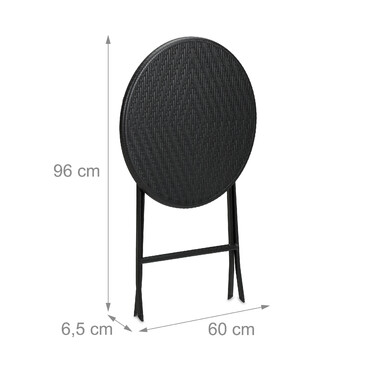 Relaxdays Runder Gartentisch in Rattan-Optik
