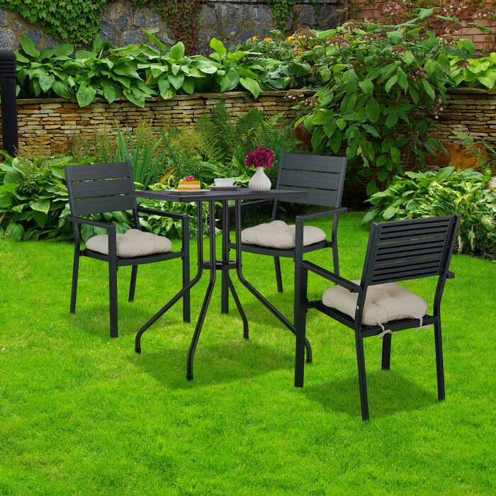 Relaxdays Gartentisch in schwarzer Holzoptik