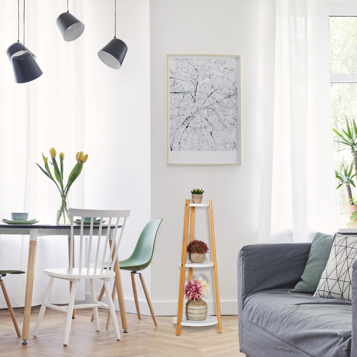 Relaxdays Pflanzenständer mit 3 Ablagen