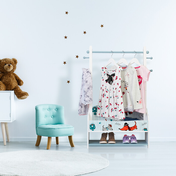 Relaxdays Kleiderständer für Kinder Hunde-Motiv