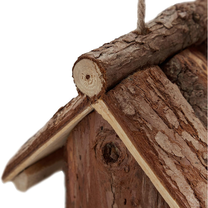 Relaxdays Vogelfutterhaus, Holz, HBT: 17x15x12 cm, mit Silo, Vogelfutterspender, Natur (60 Zeichen)