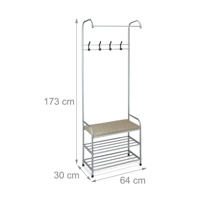 Relaxdays Garderobe mit Schuhablage & Sitzbank