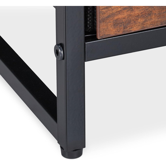 Relaxdays Nachttisch Industrial, 2 Ablagen, Schublade, Metall & MDF, 50x45x40cm, schwarz/braun
