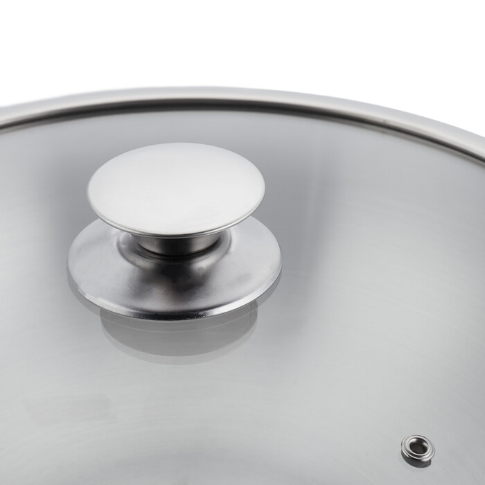 Relaxdays Edelstahl Wok mit Glasdeckel