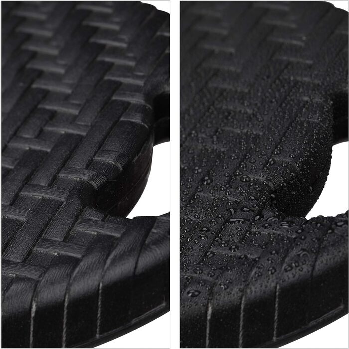Relaxdays Klapphocker BASTIAN rund, 2 Stk. Faltbar, Kunststoff, Rattanoptik, Wetterfest HxBxT: 45 x 32,5 x 29 cm, (Schwarz)