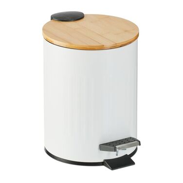Relaxdays Bad Mülleimer 3 l mit Bambusdeckel