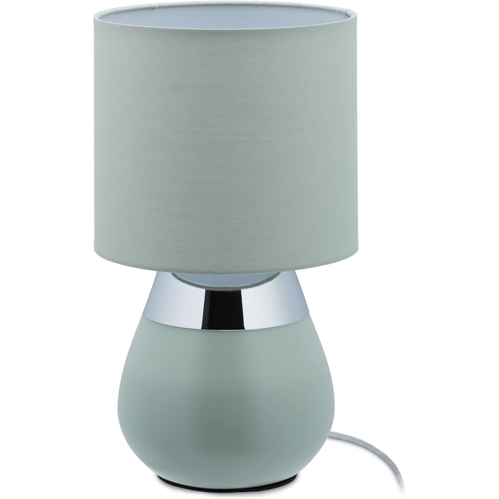 Relaxdays Nachttischlampe Touch, E14-Fassung, indirektes Licht, ovale Tischlampe mit Lampenschirm. HxD: 32 x 18 cm, grün