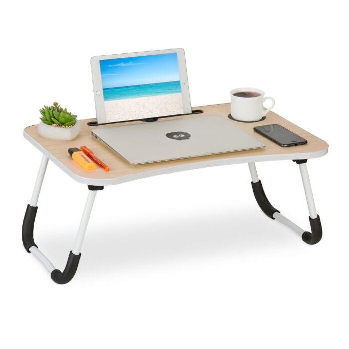Relaxdays Laptoptisch mit Tablet- & Getränkehalter