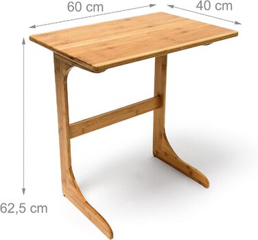 Relaxdays Laptoptisch Bambus H x B x T: ca. 62,5 x 60 x 40 cm Beistelltisch als auch als Notebook-Couchtisch aus Holz mit praktischer Ablage und optimaler Arbeitshöhe aus hochwertigem Bambus, natur