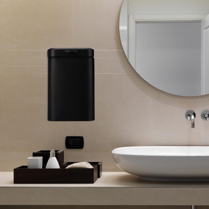 Relaxdays Wand-Kosmetikeimer, 6L, Absenkautomatik, Metall, schwarz