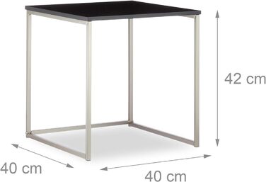 Relaxdays, schwarz/Silber Beistelltisch quadratisch 3er Set, Mattes Stahlgestell, Satztische, MDF, HxBxT: 42x40x40 cm