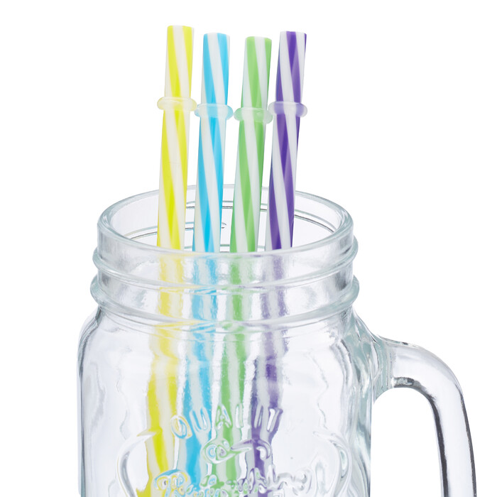Relaxdays Bunte Trinkgläser mit Deckel 4er Set