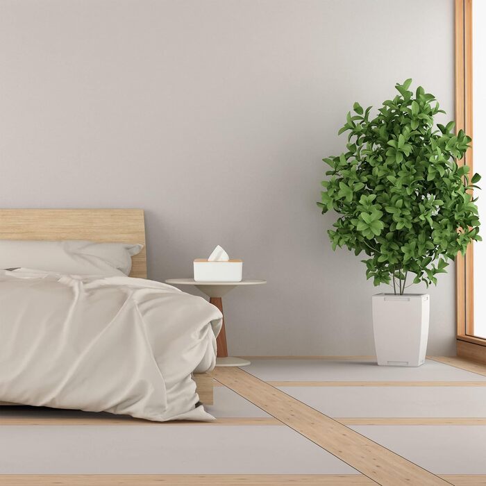 2 x Tücherbox mit Bambusdeckel, Bad, modernes Design, Kunststoff, 10x23x13 cm, weiß/Natur