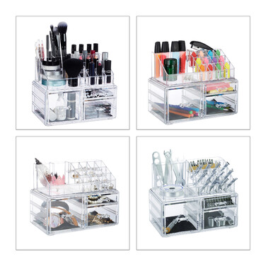 Relaxdays Make-Up Organizer mit 3 Schubladen