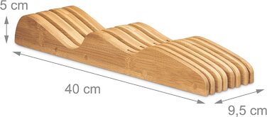 Relaxdays Messerblock Schublade, Bambus, 7 Messer, HxBxT: 5x9,5x40cm
