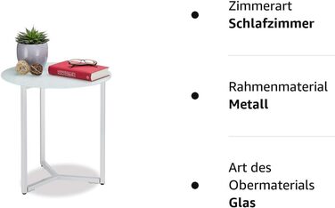 Relaxdays  Runder Beistelltisch aus Glas und Metall, dekorativer Loungetisch, HxBxT: 51 x 50 x 50 cm, in edlem, Standard (Weiß)