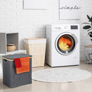Relaxdays Wäschekorb mit Deckel 60 l