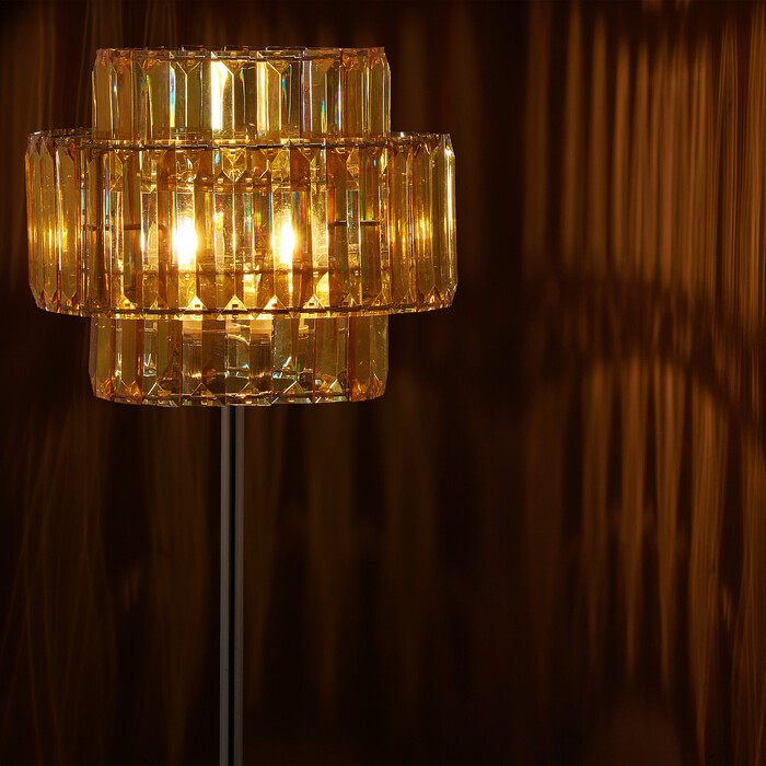 Relaxdays Nachttischlampe Kristall gold