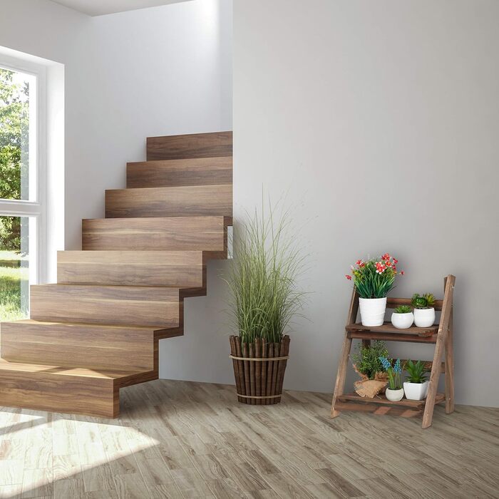 Relaxdays Blumentreppe, 2-stufig, klappbar, Holz, dunkelbraun, HBT: 51,5x41x24 cm