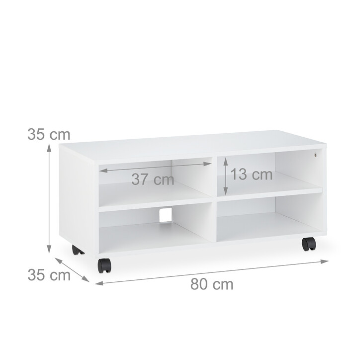 Relaxdays TV Board mit 4 Fächern rollbar