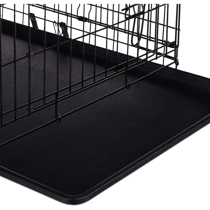 Relaxdays Hundekäfig, Faltbare Hundetransportbox Auto, Welpenkäfig, 2 Türen, Bodenschale, Drahtkäfig Metall, M, Schwarz Schwarz M