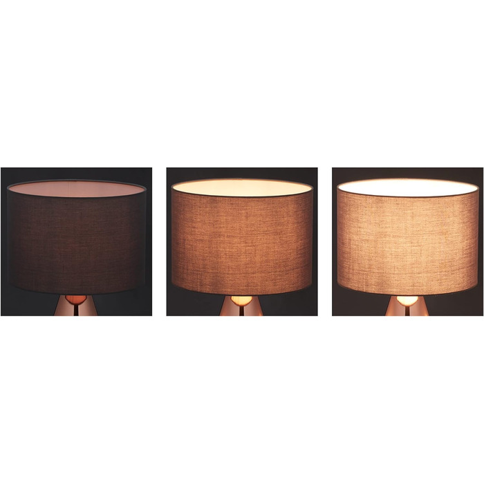 Relaxdays Nachttischlampe Touch dimmbar, 3 Stufen, E14, HxD: 48,5 x 28 cm, modern, Touch Lampe mit Schirm, (Grau/Kupfer)