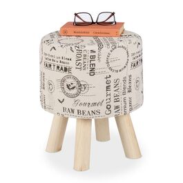 Relaxdays Runder Sitzhocker mit Stoffbezug