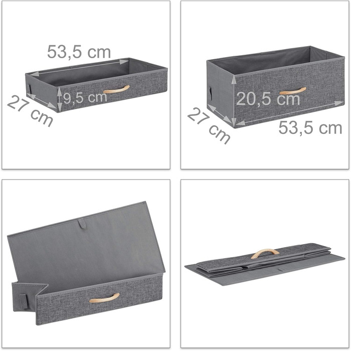 Relaxdays Roll-Schubladenschrank, 6 Stoffschubladen, Holzoptik, 74,5x58x30 cm, grau (Design C)