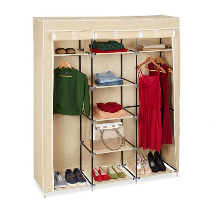 Relaxdays Stoffkleiderschrank XXL mit 9 Böden