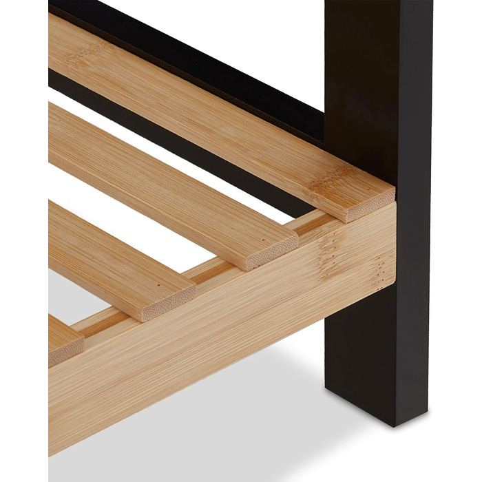 Relaxdays Schuhregal, 2 Ebenen, für 6 Paar Schuhe, offen, Schuhständer HBT: 33 x 70 x 26 cm, Bambus, MDF, natur/schwarz