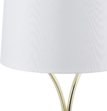 Relaxdays Tischlampe Vintage, mit Stoffschirm & Metallfuß, HxD: 49x30 cm, Nachttischlampe, E27, Schlafzimmer, weiß/gold