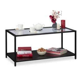 Relaxdays Couchtisch mit Glasplatte