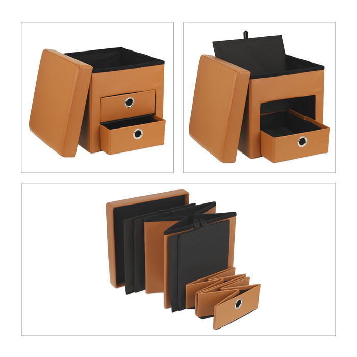 Relaxdays Sitzhocker mit Stauraum 2 Schubladen