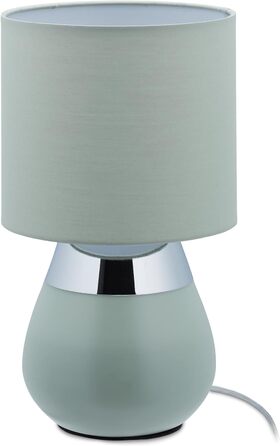 Relaxdays Nachttischlampe Touch, E14-Fassung, indirektes Licht, ovale Tischlampe mit Lampenschirm. HxD: 32 x 18 cm, grün